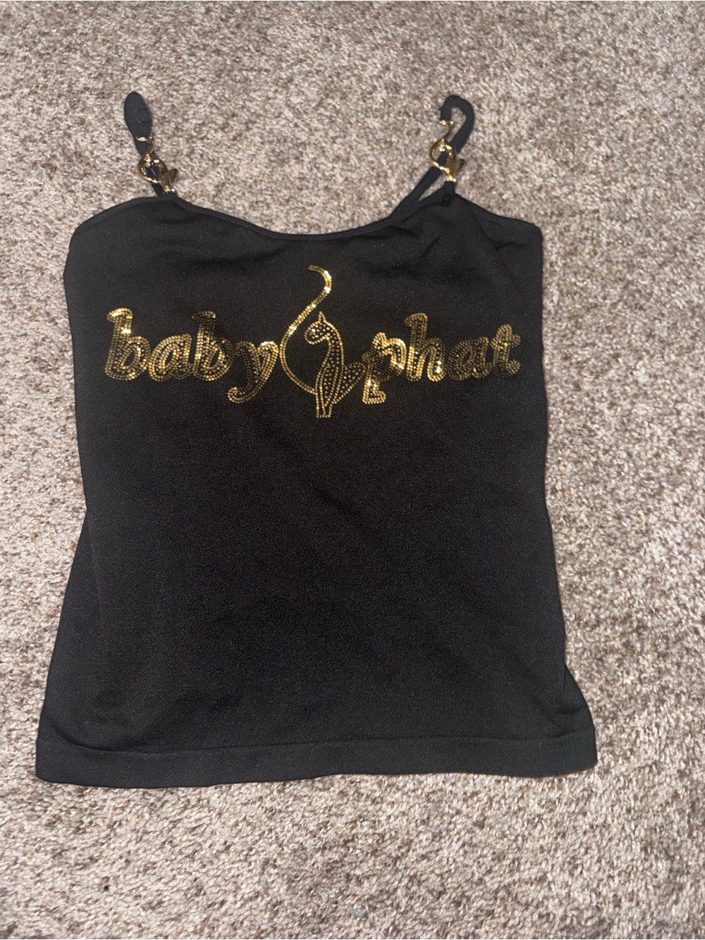Baby Phat Black Camisole with Gold Logo and Hardware